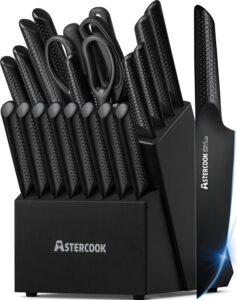 Astercook 21 Pieces Chef Knife Set with Block