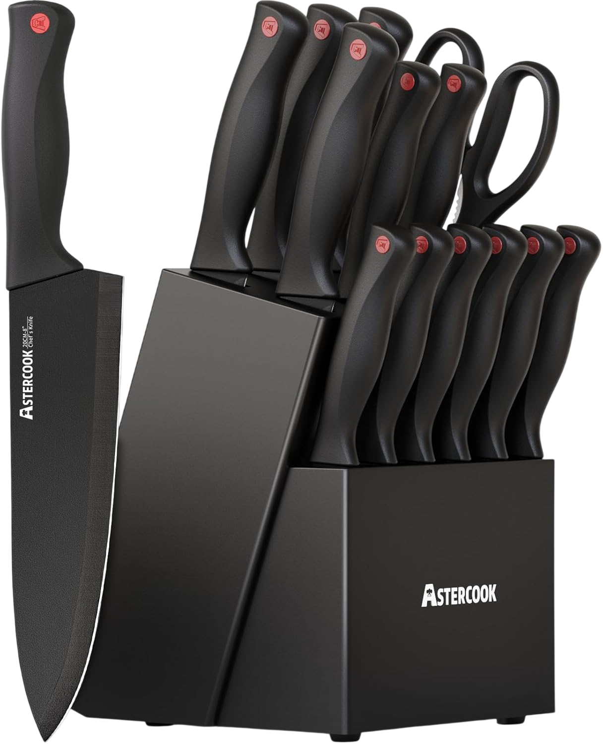 15 Pieces Knife Sets for Kitchen with Block