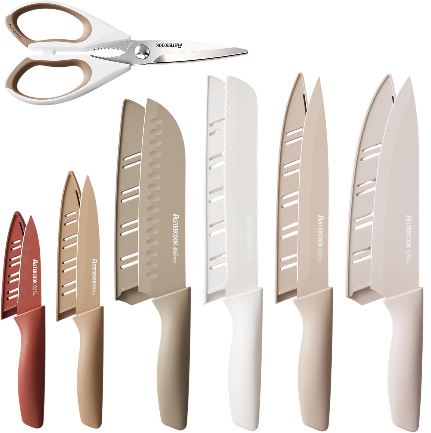 Steel Chef Knife Sets with 6 Blade Guards